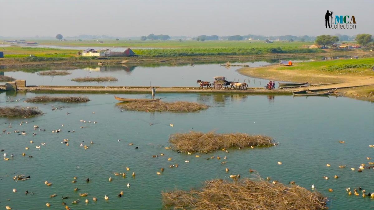 Myanmar,  Taungthaman lake, U Bein bridge