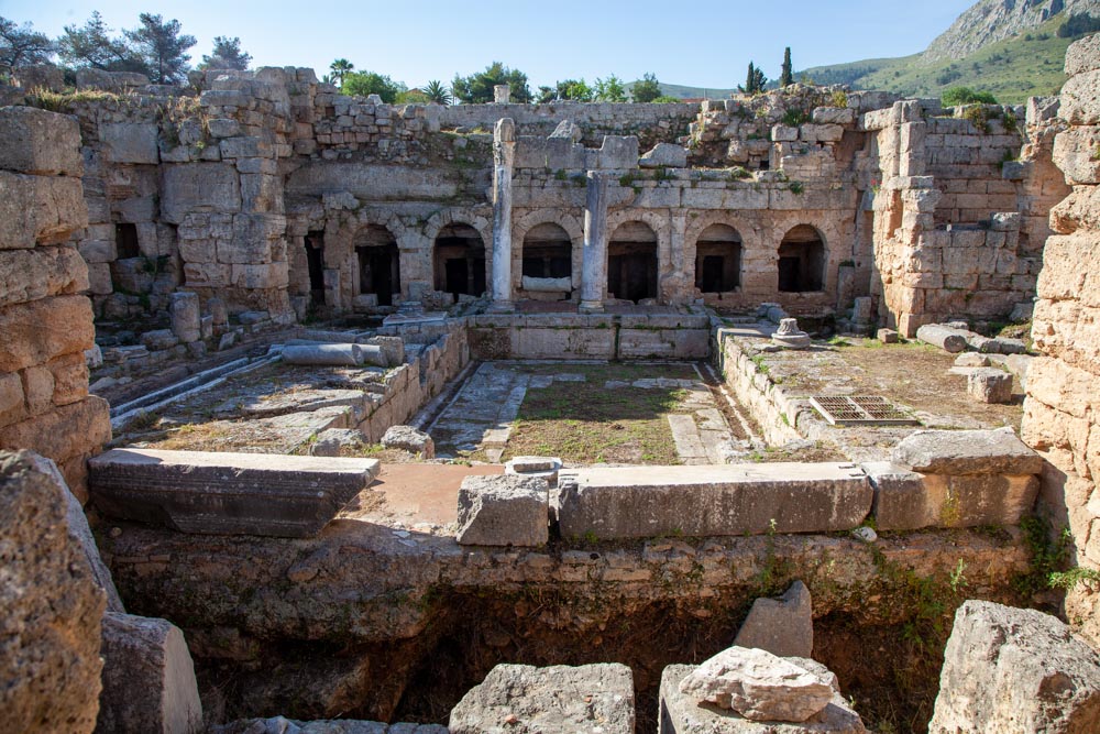 Greece, Corinth, Roman Peirene fountain
