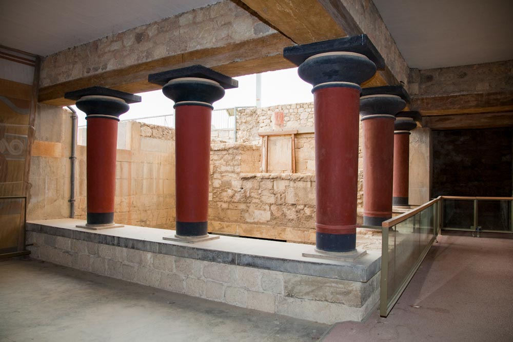 Greece, Crete, Knossos - Minoan Veranda (roofed porch) of the Royal Guard