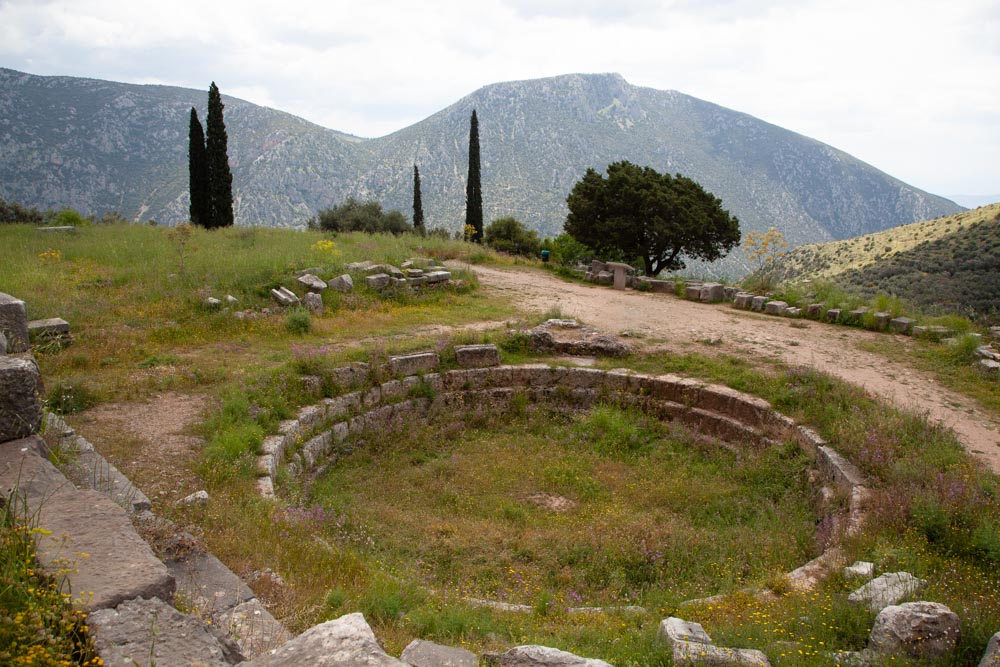 Greece, Delphi, Cistern in the gymnasium