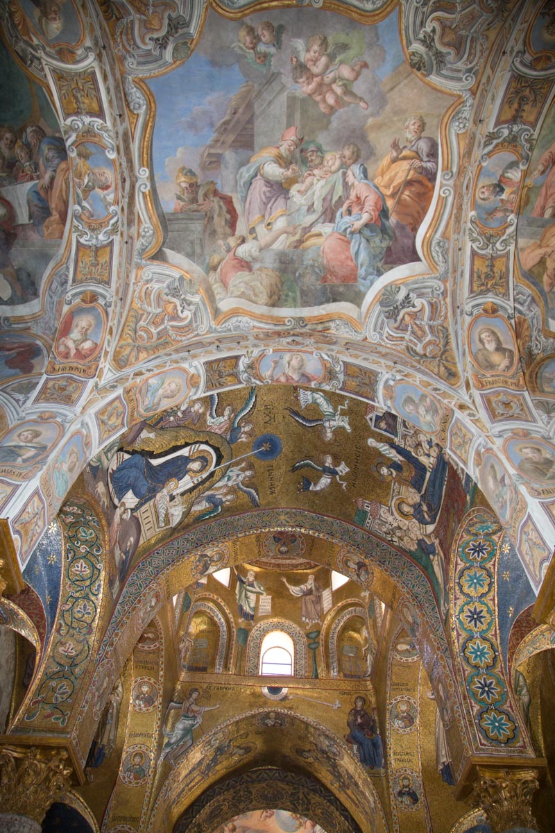 Italy, Sicily - Palermo, Martorana (Santa Maria Dell'Ammiraglio -ceiling