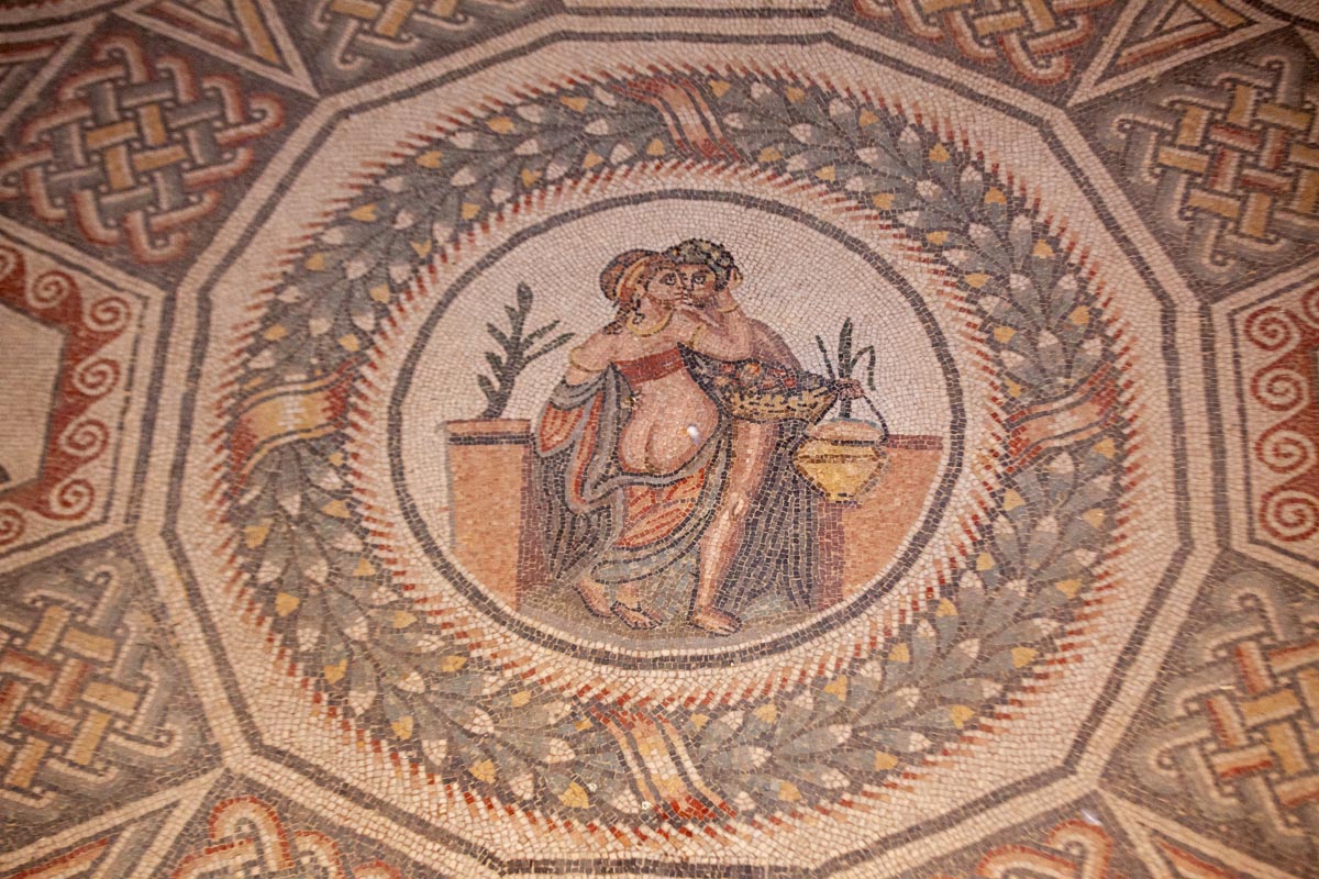 Italy, Sicily - Roman Villa - Villa Romana del Casale - Antechamber with erotic scene