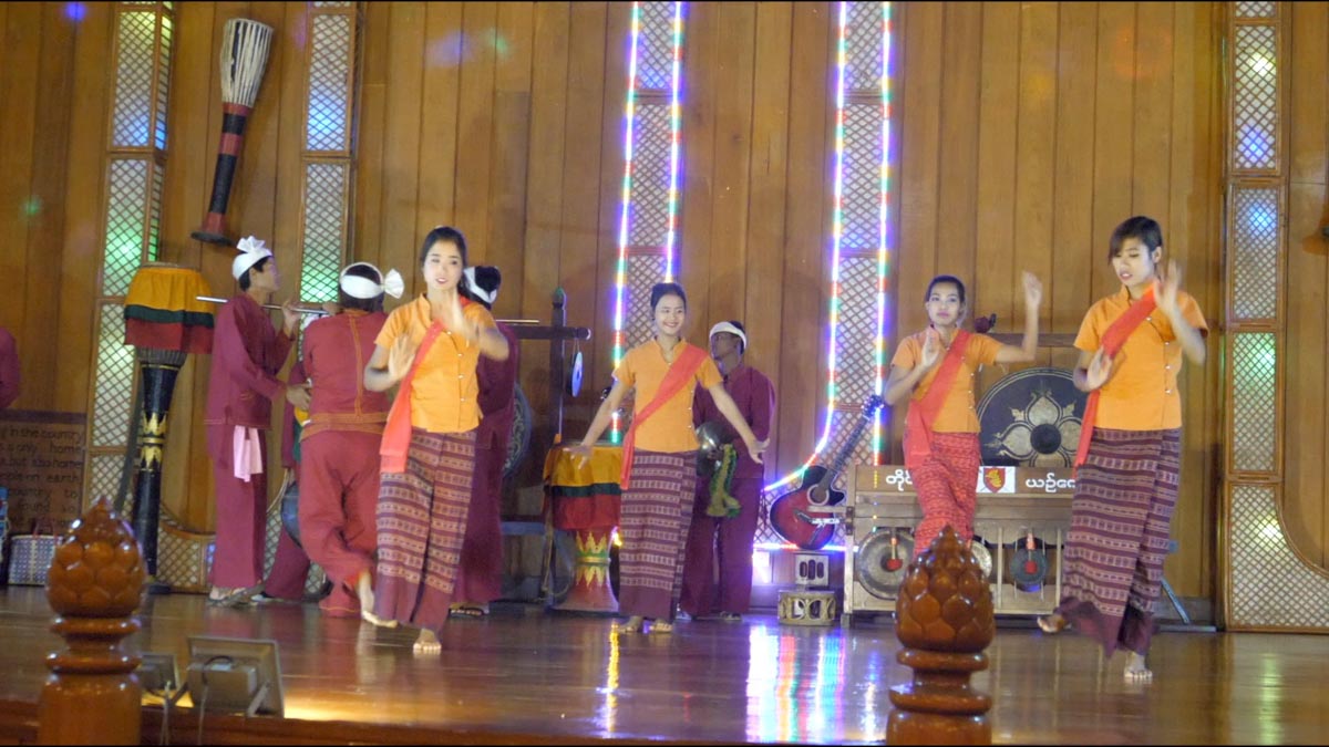 Myanmar, Bagan - traditional - Burmese Folk- Intha tribe - dancing for paying respect of Buddha