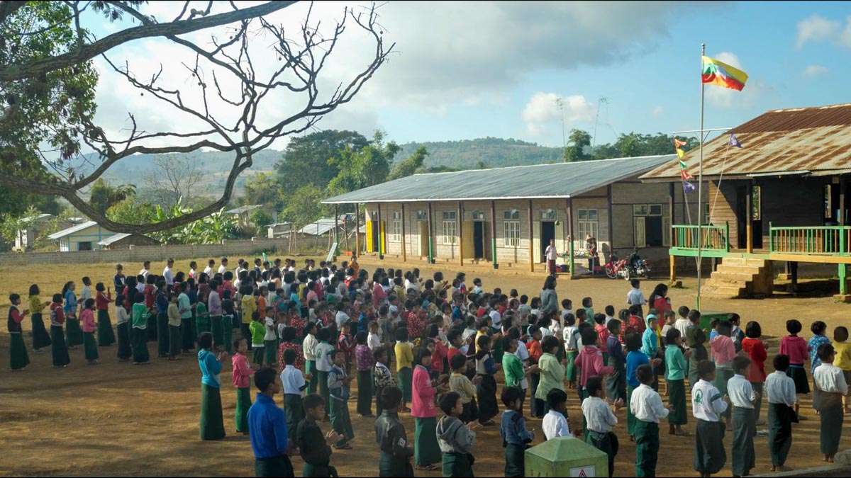 Myanmar, traditional - A school in Burmese village