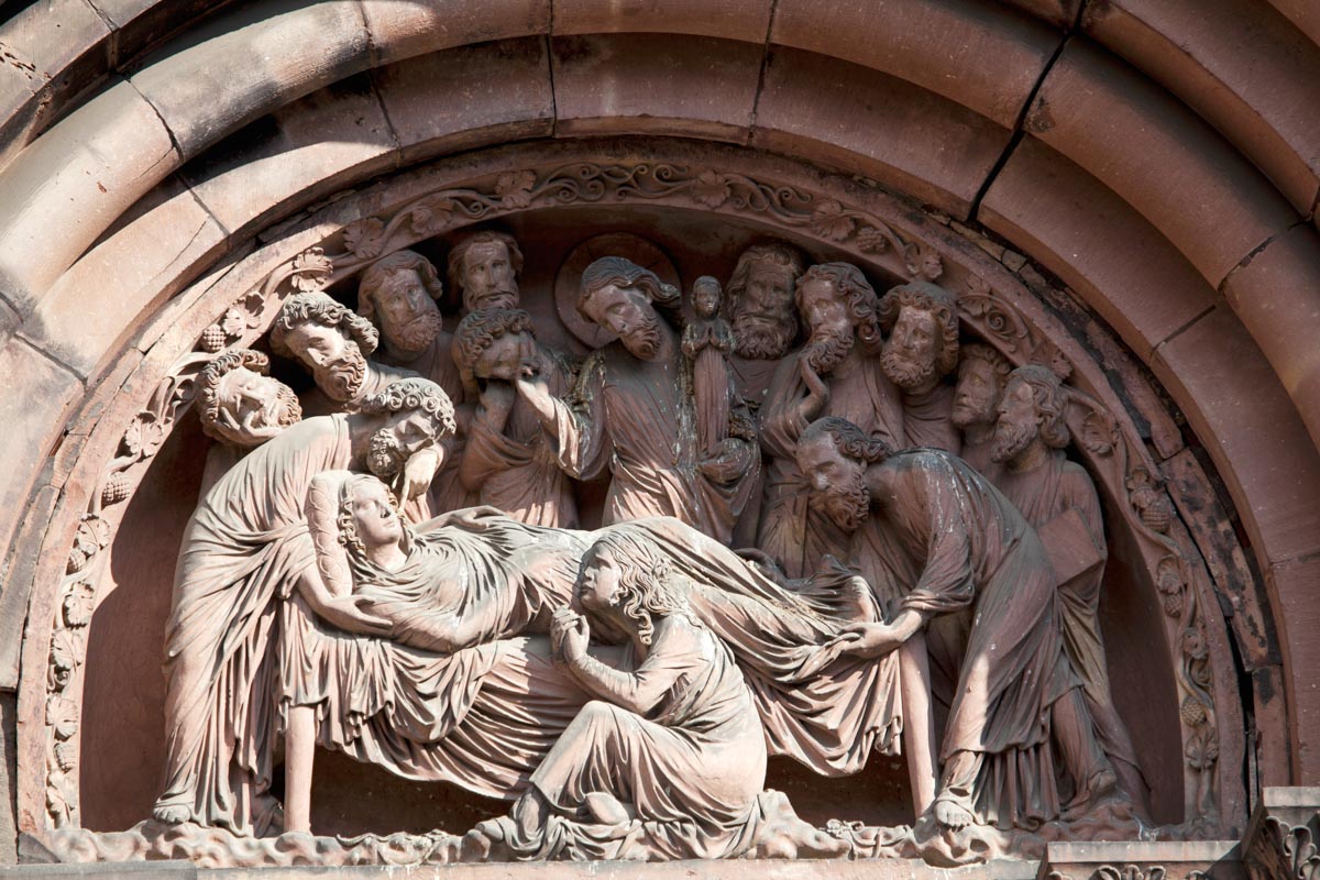France, Strasbourg Cathedral - Tympanum - Dormition of Our Lady