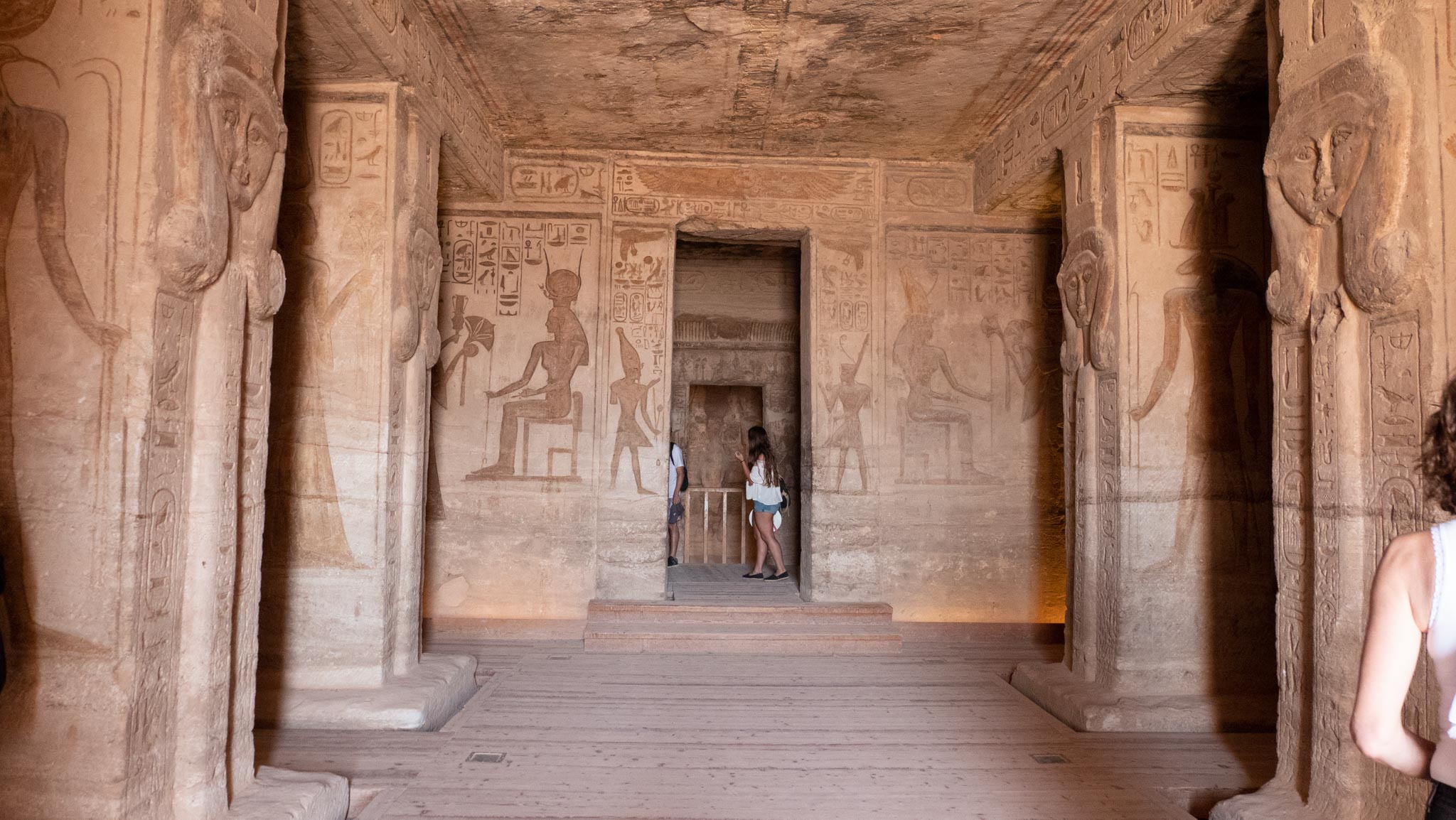 Egypt, Abu Simbel - Small Tample - Temple of Nefertari - Pronaos with Hathor pillars