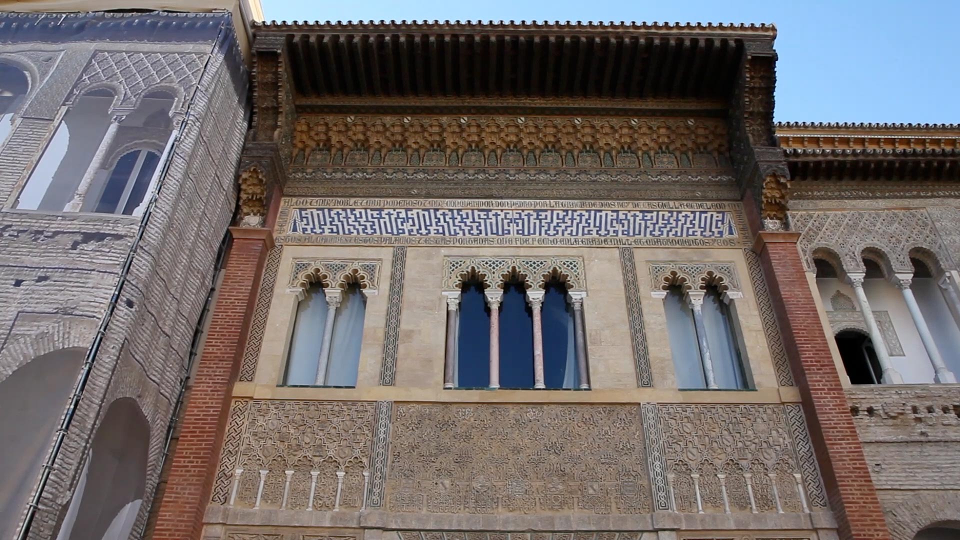 Spain, Seville - Royal Alcazar -King Don Pedro palace facade (Mudéjar)