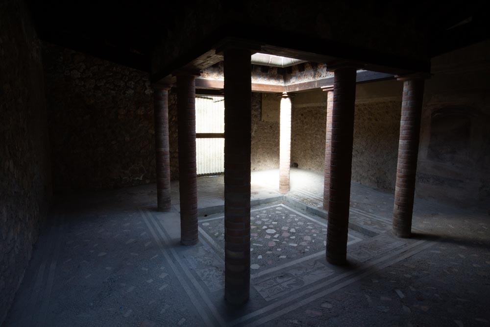 Italy, Pompeii, House of Menander, view of a room with the Impluvium on the ground floor
