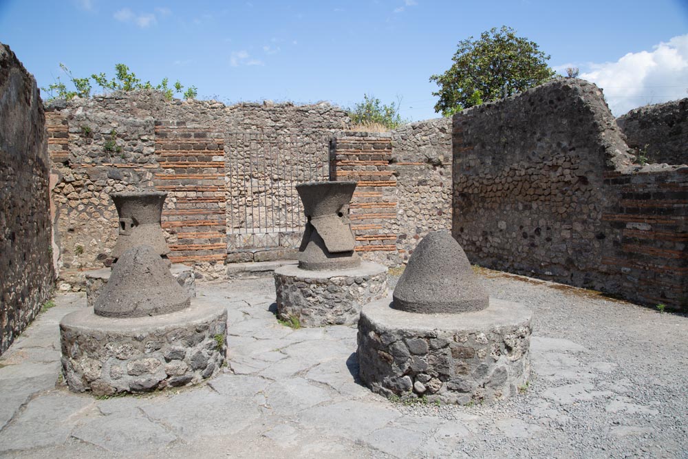 Israel, Pompeii, Bakery of Numerius Popidius Priscus, with the oven and the stone millstones