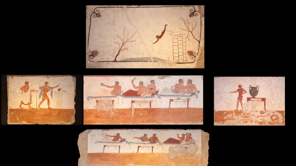 Italy, Paestum – Tomb of the Diver and paintings from Lucanian period