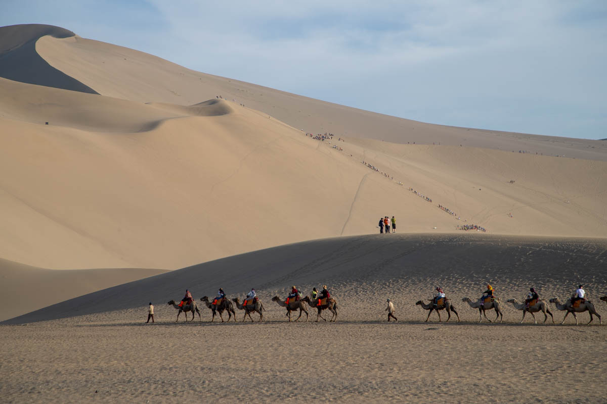 China, Crescent lake with the singing sand dune