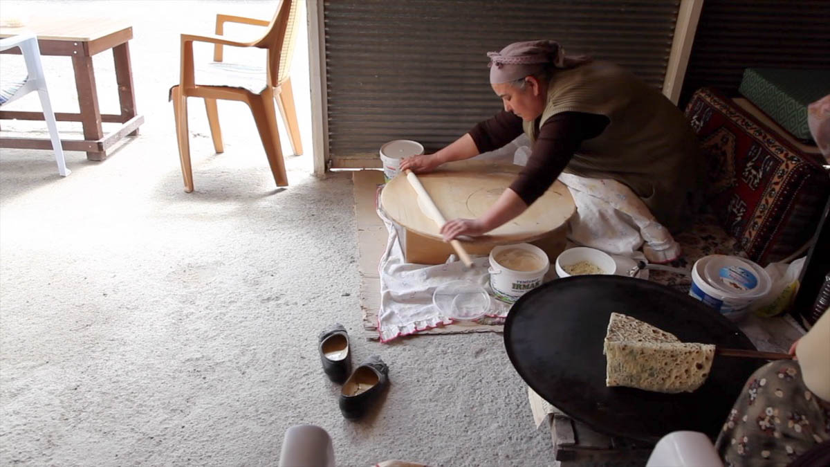 Turkey, Sivas, Cappadocia -Traditional making bread