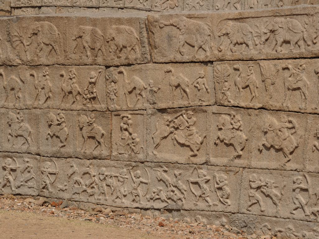 India, Karnataka, Hampi – Mahanavami Dibba(Stone Platform)reliefs