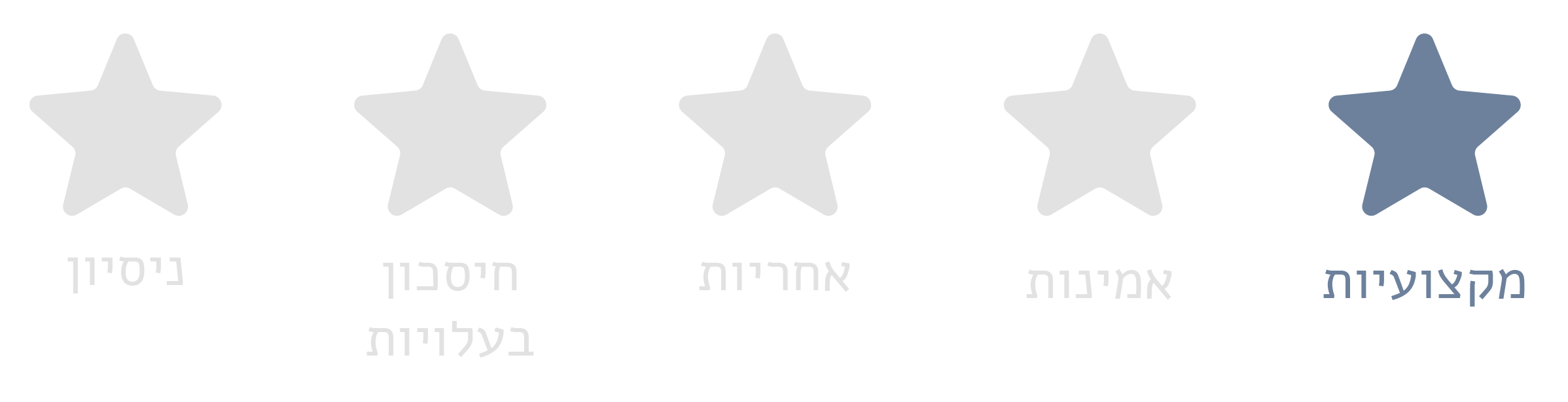 מקצועיות · אמינות · אחריות · חיסכון בעלויות · ניסיון