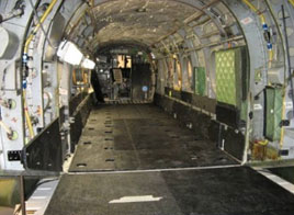 Helicopter cargo cabin interior prepared for modernization