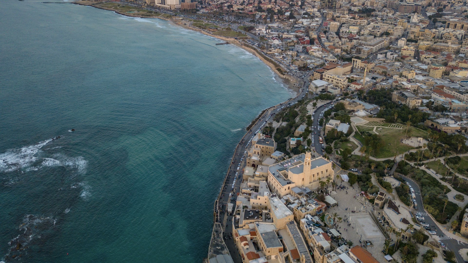 Aerial view of the Tel Aviv coastline