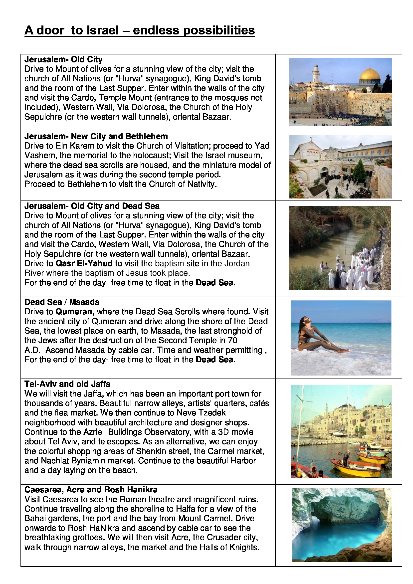 A door to Israel – endless possibilities: our most popular tours
