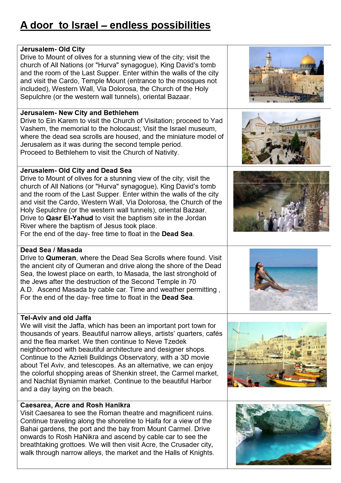 A door to Israel – endless possibilities: our most popular tours