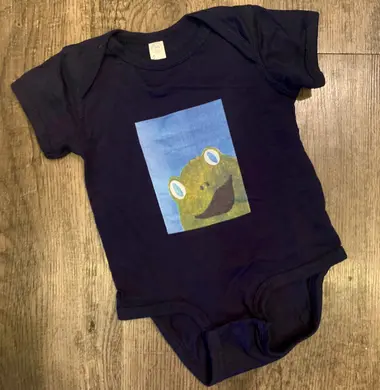 12M Dk Blue  "Hello" onesie