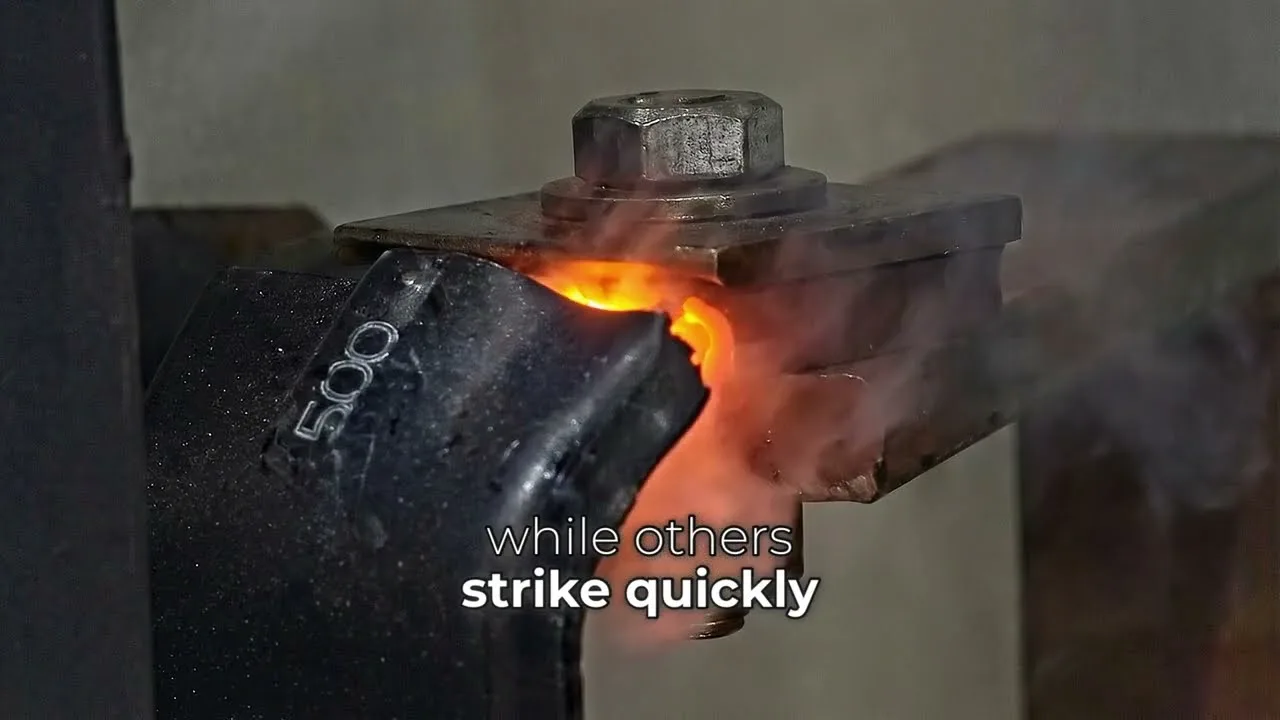 Still from the GES product film: an overheating busbar connection glowing red