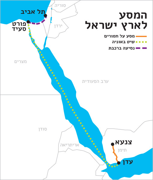 מפת הדרך שעשתה משפחת קאפח מצנעא לתל אביב