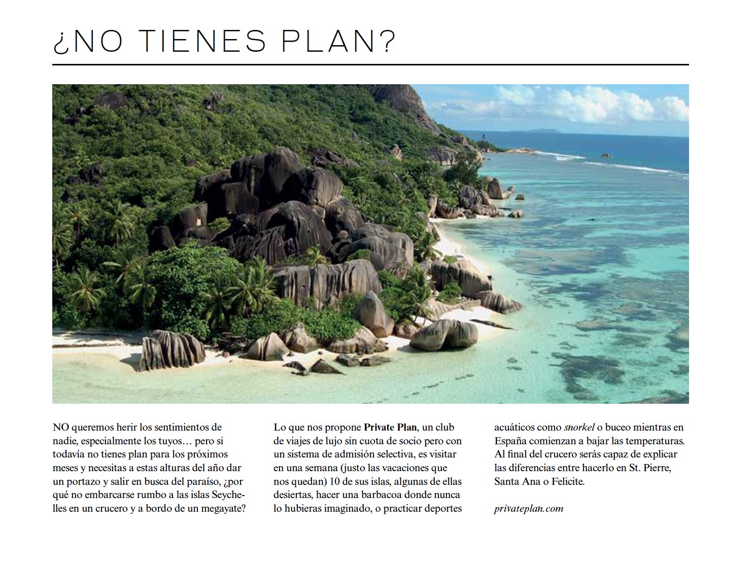 PRIVATE PLAN in L´ OFFICIEL VOYAGE