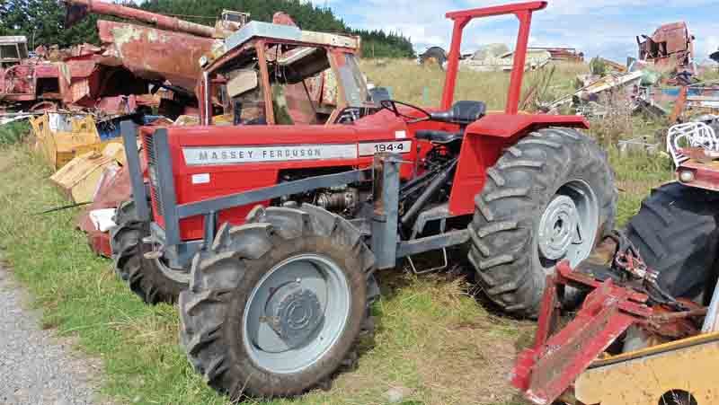 Tractor parts and machinery in the Manawatu Tractor Dismantlers yard