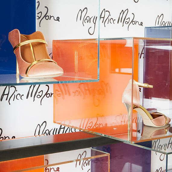 Malone Souliers - High Heels on glass display box