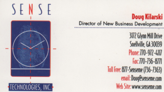 Doug Kilarski"s SENSE Technologies Business Card Business Card of Sense Technologoes