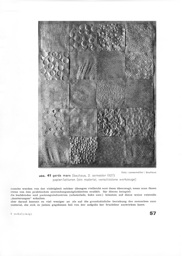 Gerda Marx, Papier-Fakturen. Foto: Consemüller. Abb. Bauhausbuch 14 Gerda Marx, Papier-Fakturen. Foto: Consemüller. Abb. Bauhausbuch 14