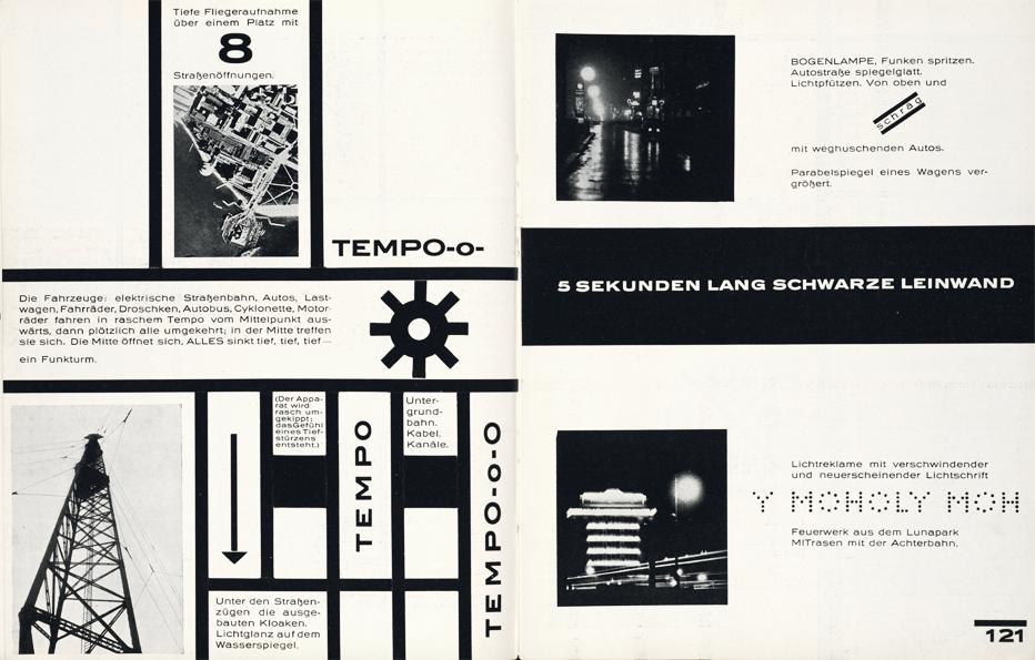 László Moholy-Nagy, Filmskizzen zu „Dynamik der Groß-Stadt. Bauhaus-Buch Band 8 László Moholy-Nagy, Filmskizzen zu „Dynamik der Groß-Stadt. Bauhaus-Buch Band 8
