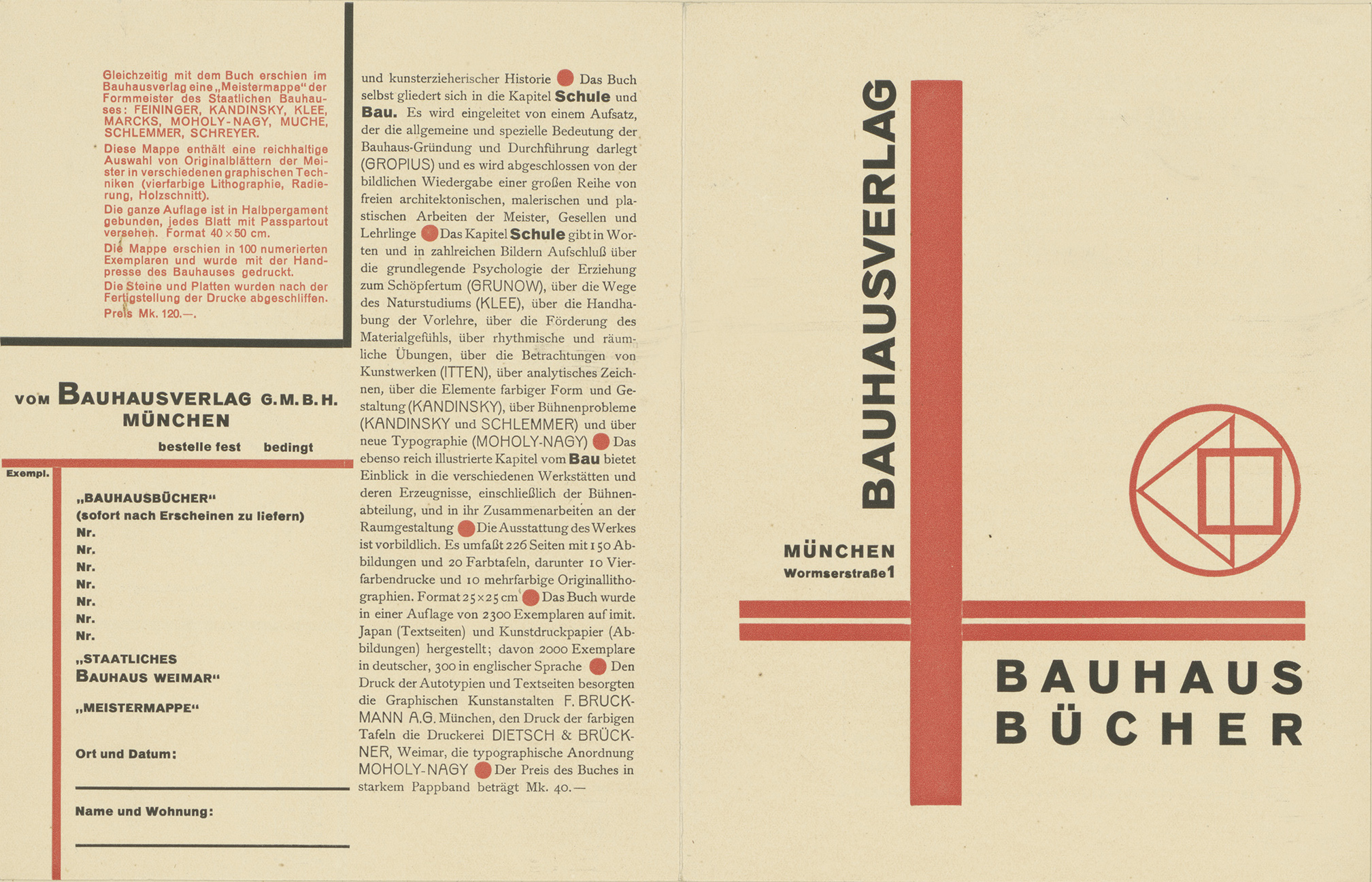 László Moholy-Nagy, Gestaltung für die Bauhausbücher, 1919. Aus: Wohin geht die typographische Entwicklung, Tafel 22, 1929. © Kunstbibliothek, Staatliche Museen zu Berlin László Moholy-Nagy, Gestaltung für die Bauhausbücher, 1919. Aus: Wohin geht die typographische Entwicklung, Tafel 22, 1929. © Kunstbibliothek, Staatliche Museen zu Berlin
