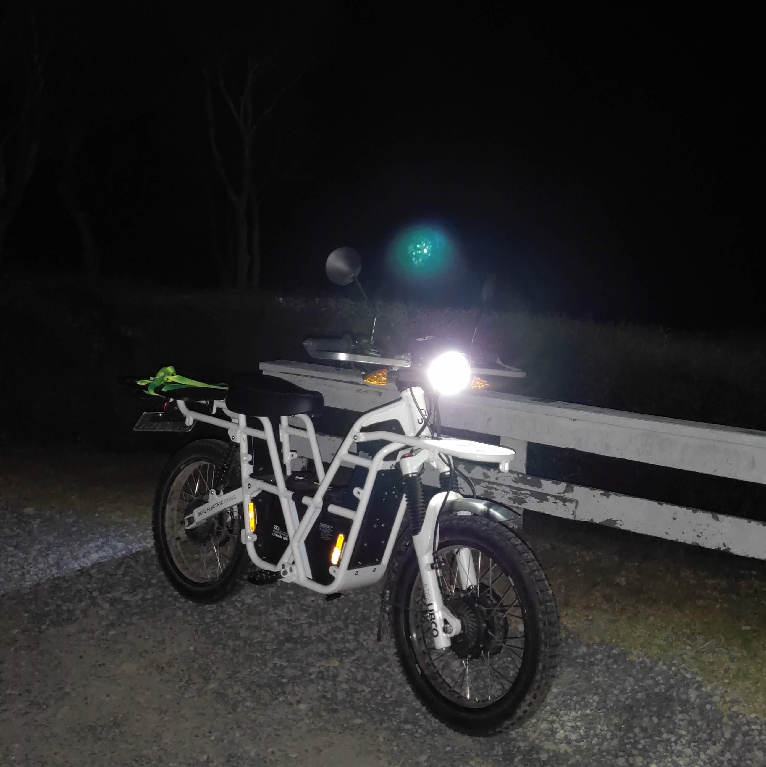 Close view of a UBCO electric motorbike