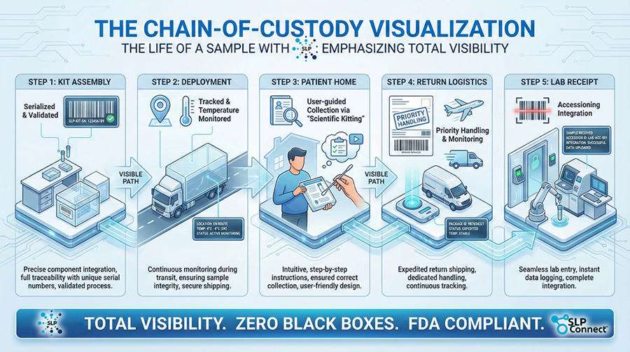 Chain of Custody life of a sample with SLP Connect™ emphasing total visibility