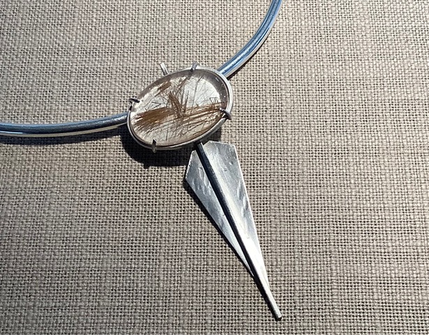 Neck jewellery by Elisabeth Soppelsa - Rutilated Quarz, Sterling Silver