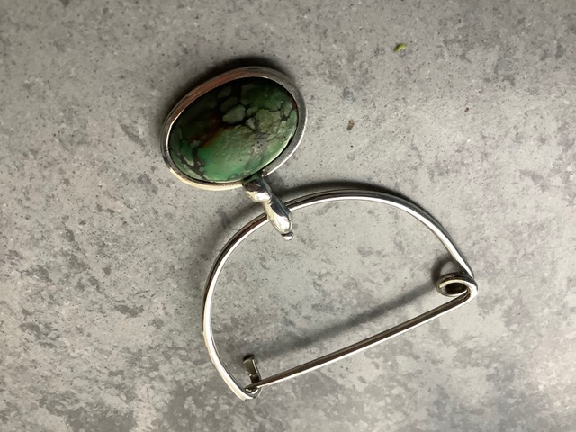 Brooch by Elisabeth Soppelsa - Sterling Silver, Turquoise