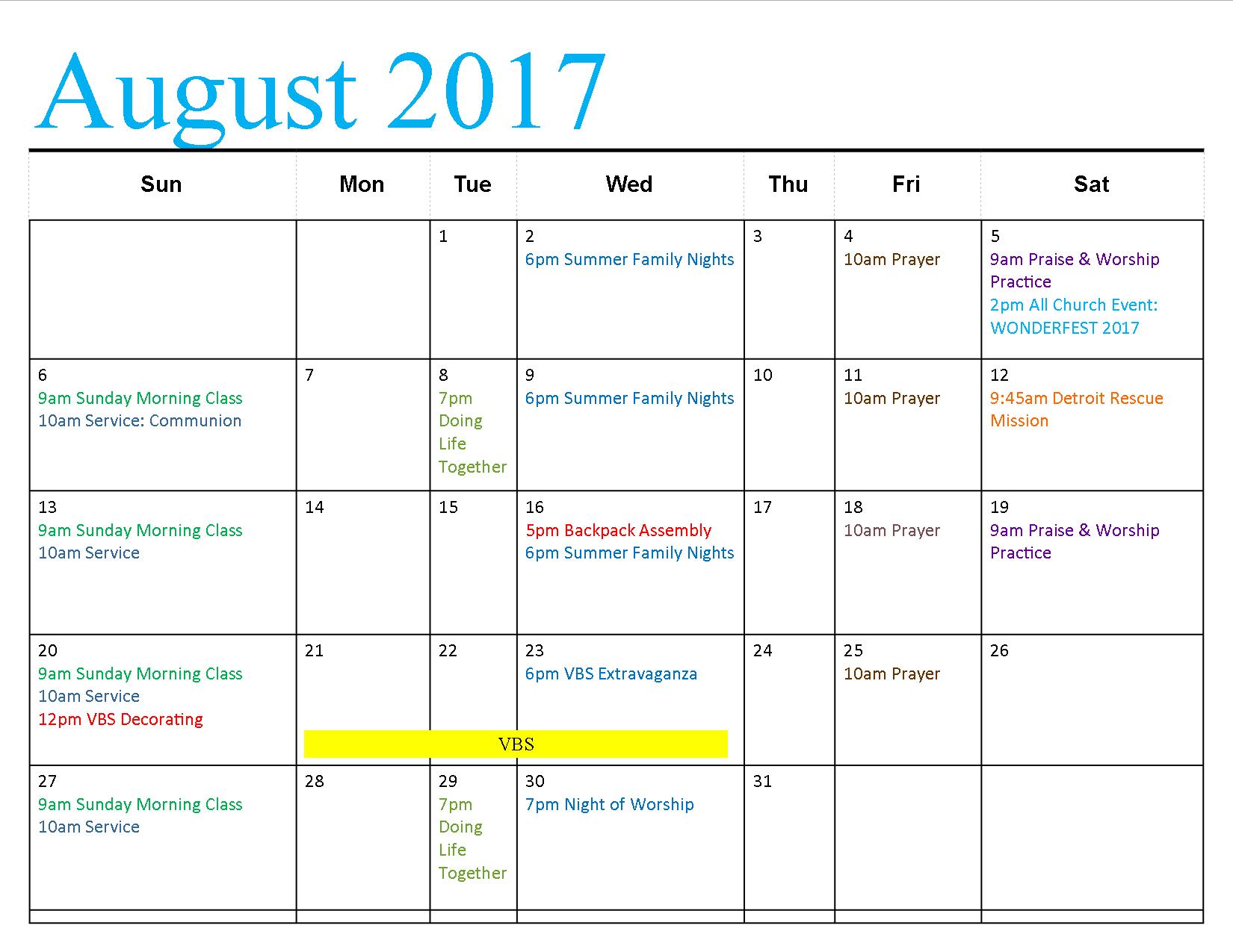River Church announcements