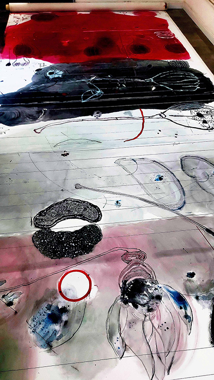 Scrolls /Notes 02 Series.DETAILS from a 10 MetersX220 cm. Oil on Canvas 2023-2024 — 4
