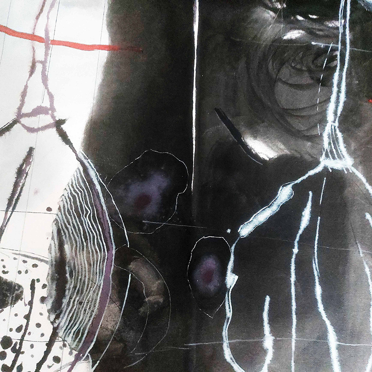 Scrolls /Notes 02 Series.DETAILS from a 10 MetersX220 cm. Oil on Canvas 2023-2024 — 2