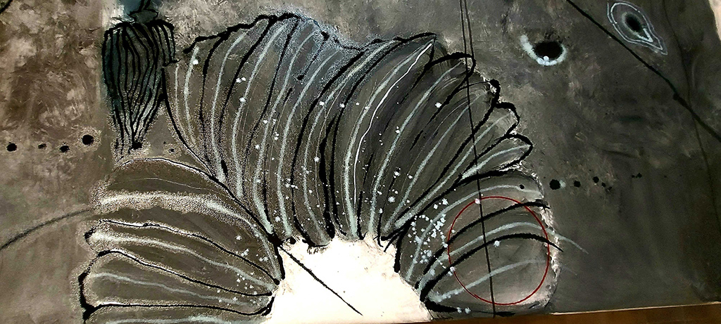 Scrolls /Notes,Series. DETAILS from a 10 Meters X 220 cm. Oil on Canvas .2023-2024 ​ — 20