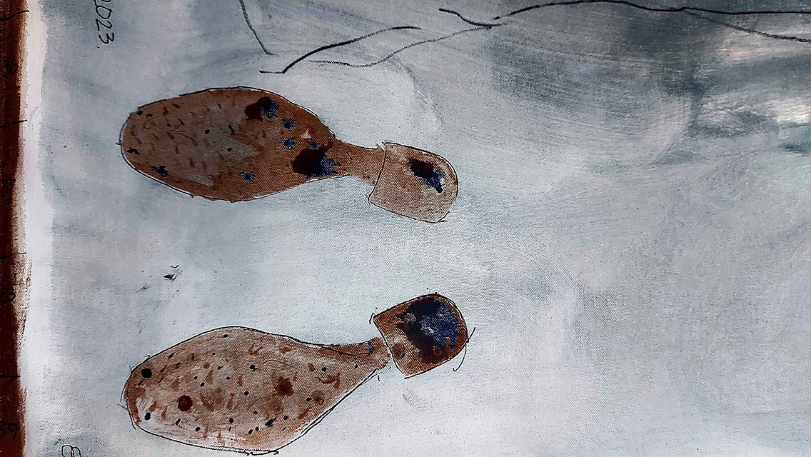 Scrolls /Notes,Series. DETAILS from a 10 Meters X 220 cm. Oil on Canvas .2023-2024 ​ — 4