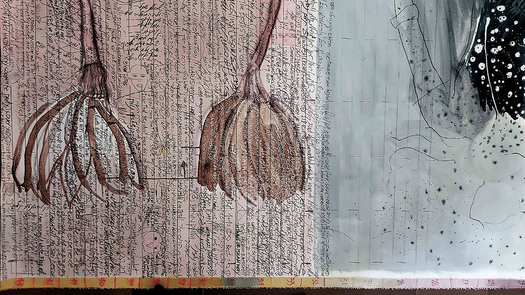 Scrolls /Notes,Series. DETAILS from a 10 Meters X 220 cm. Oil on Canvas .2023-2024 ​ — 12