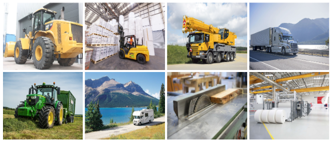 Machinery categories collage