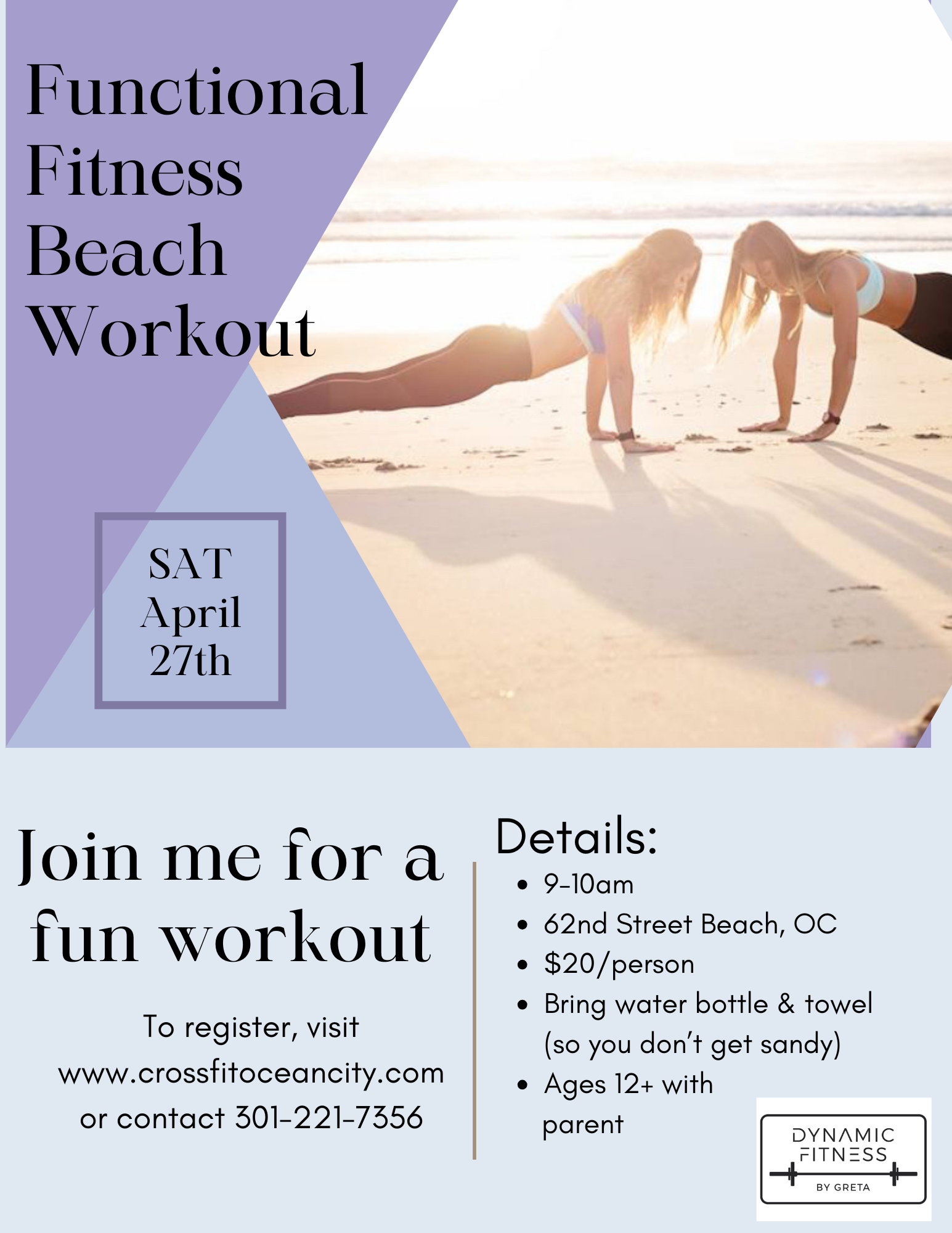 Beach workout flyer
