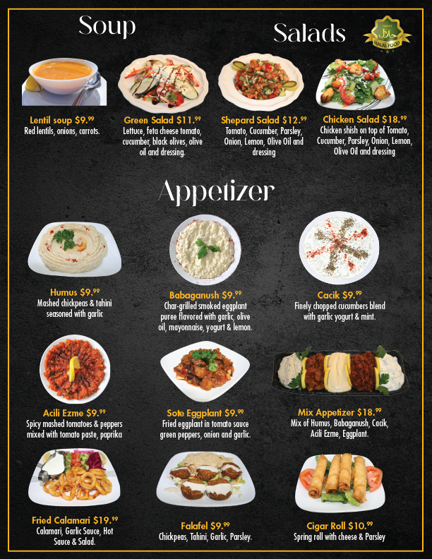 Heaven Turkish Cuisine menu, page 1