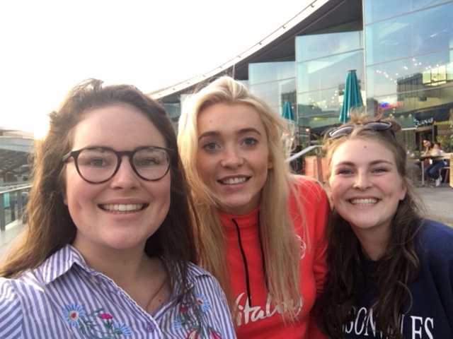 Grace & Millie Wilton with England shooting star Helen Housby