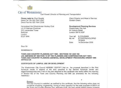 2000 Certificate of Lawful Use 14.12.00