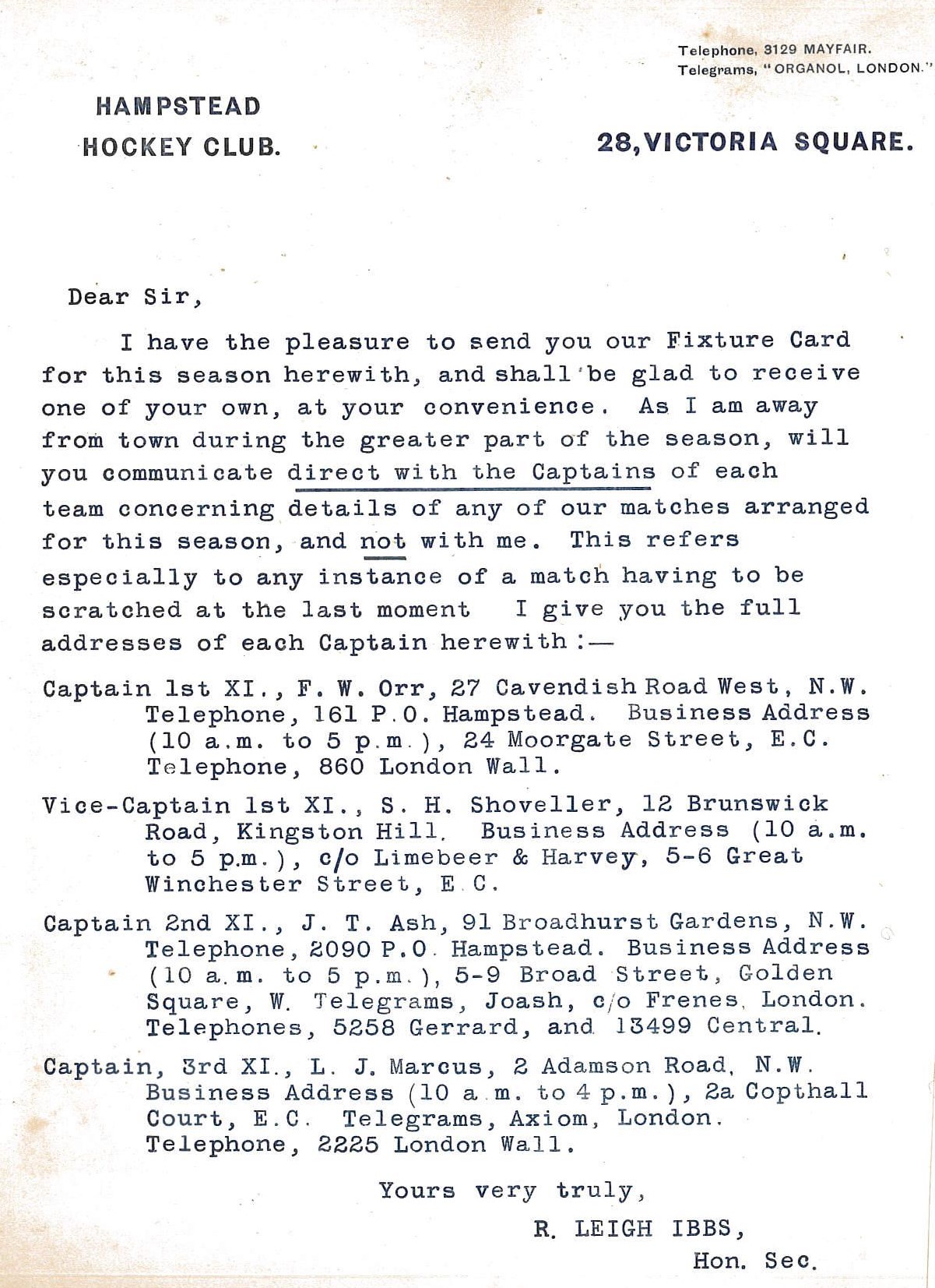 1906 Fixture Card Distribution
