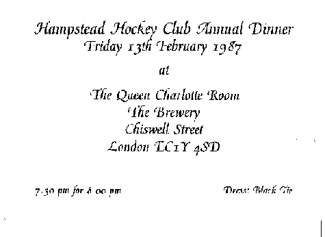 1987 Dinner Ticket