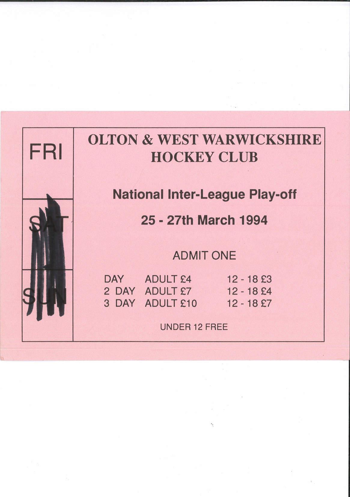 1994 National League Play Offs Ticket